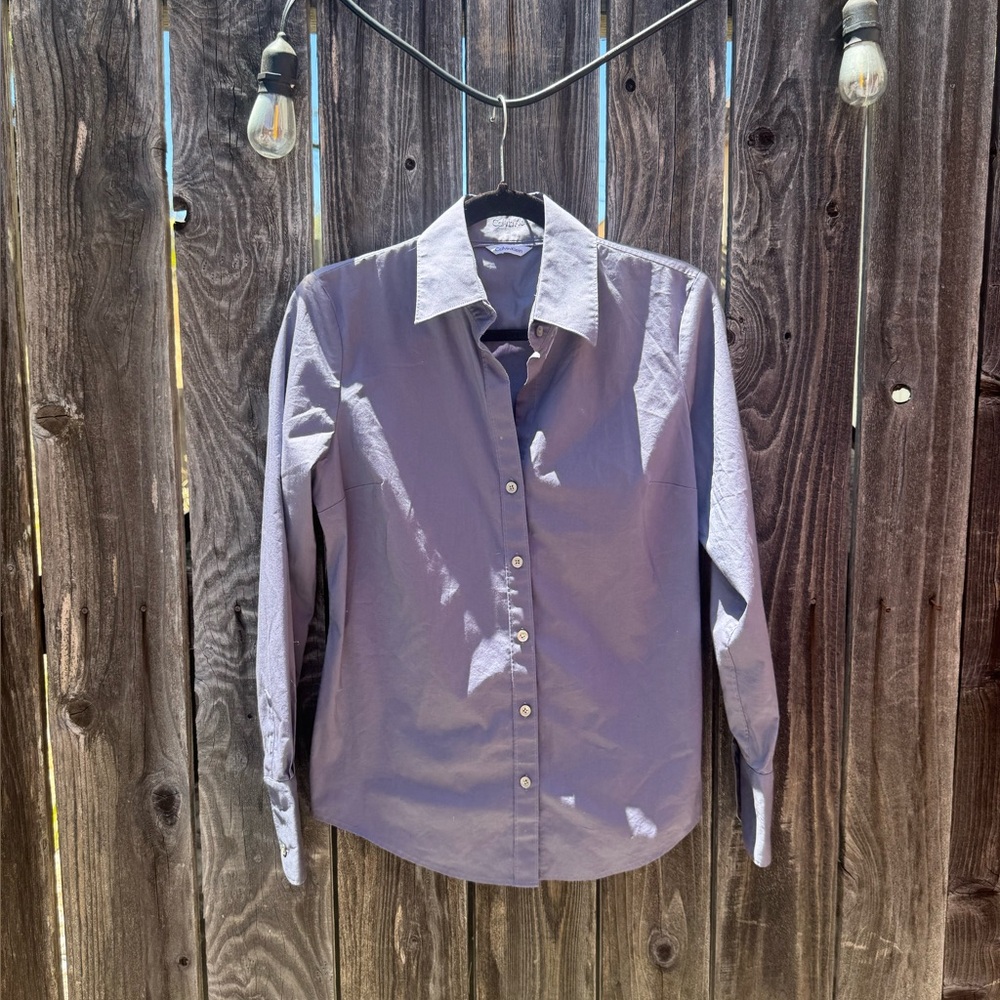 Calvin Klein Women’s Button Down Work Shirt- Bluish Purple Business Casual Small